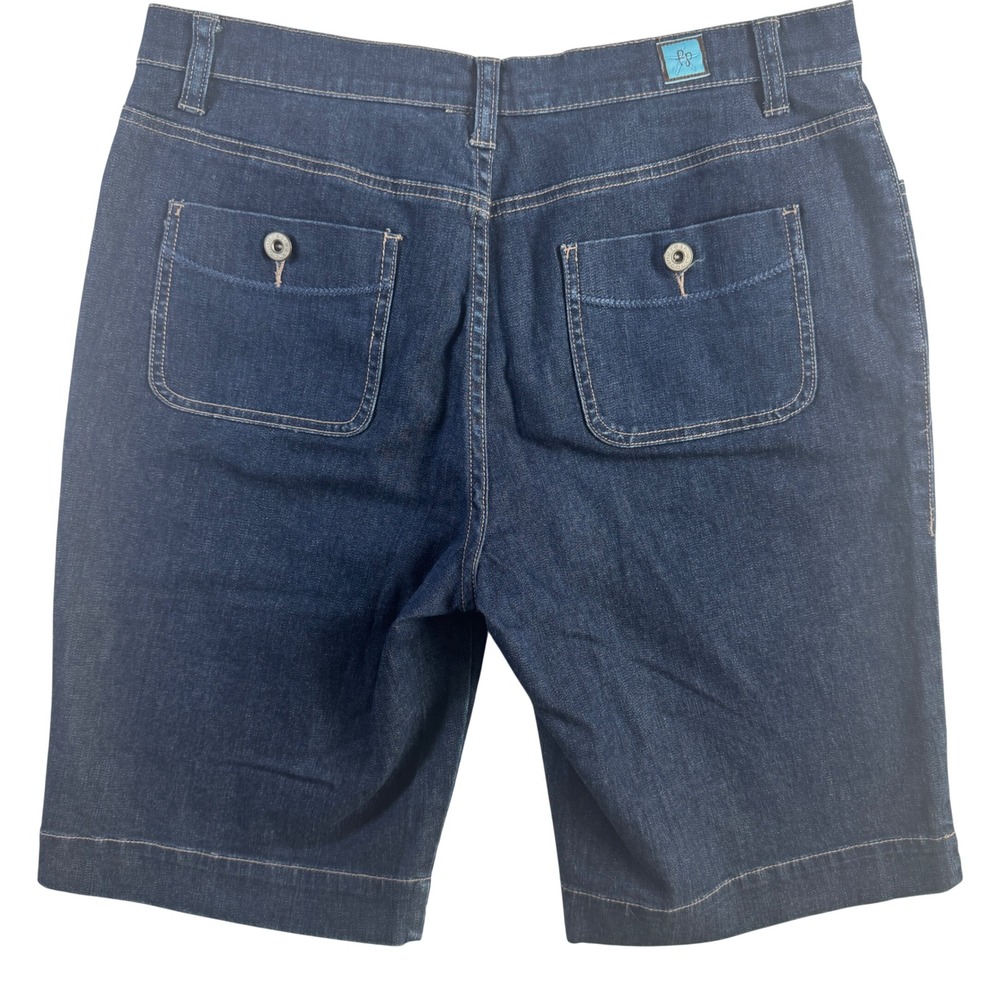 Fresh Produce Denim Shorts Women 10 Blue Stretch Bermuda Dark Wash Pocket Flap